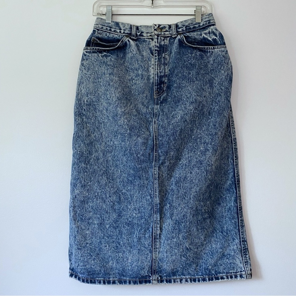 19th Avenue Vintage Acid Wash Denim Midi Pencil Skirt Casual
